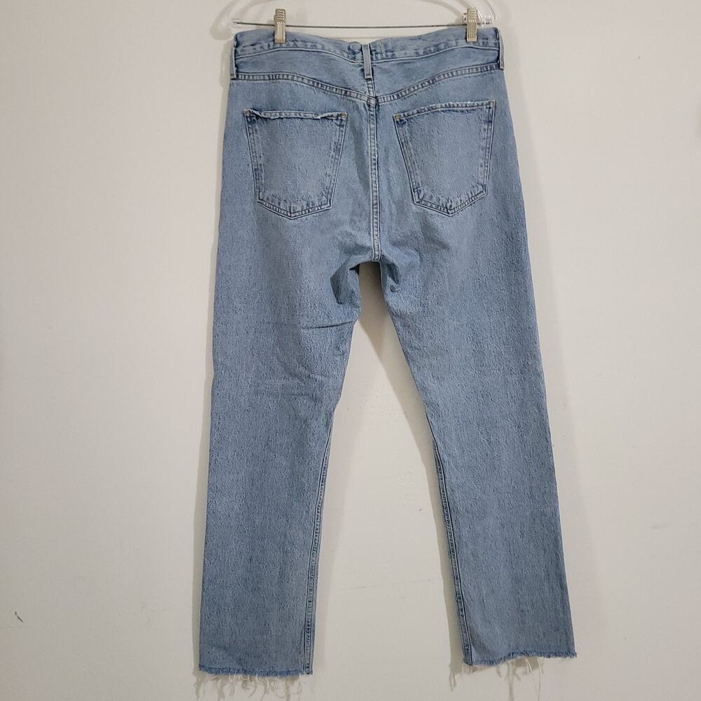 AGOLDE High Rise Straight Leg Jean Women's Size 31 Blue Raw Hem